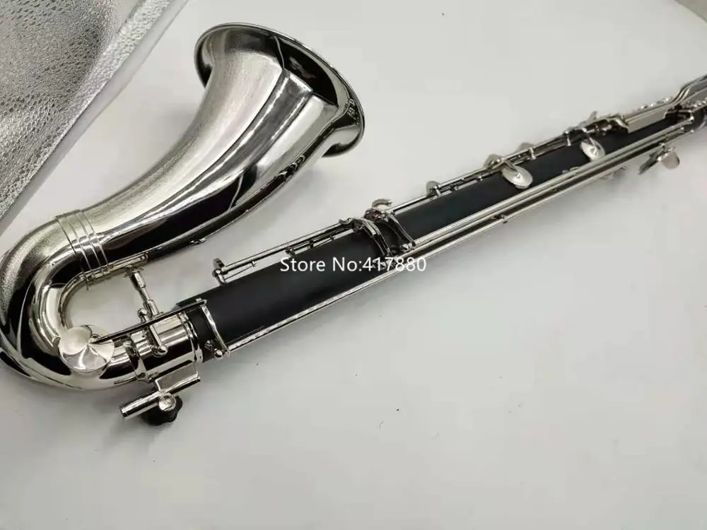 MARGEWATE Low C Clarinet Silver Plated Keys Bass Clarinet Professional Musical Instrument With Mouthpiece Case