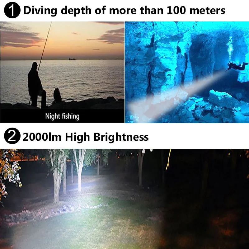 US $16.25 TMWT 3000LM Scuba Diving Light Torch Underwater 100m Ultra Bright XML2 Yello 3 LED Cool White Scuba Diving Flashlight Special