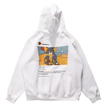 

Cartoon Printed Student Autumn Winter Plus velvet Hoodies Streetwear Women Loose Hooded BF Style Hoodies Girls Kawaii Casual Top