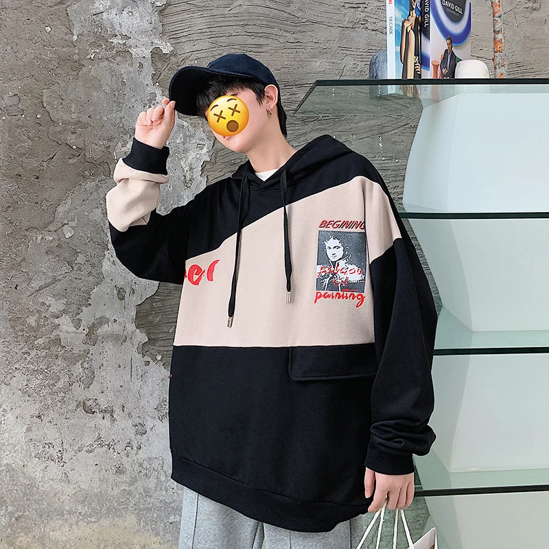 

2019 Autumn And Winter Men's New Casual Hit Color Letter Printing Hooded Hoodies Loose Temperament Trend Cotton Harajuku