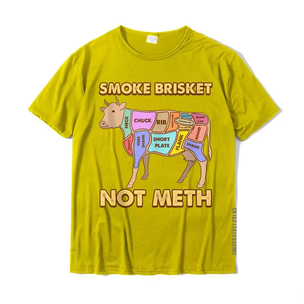 2021 Newest Male Tshirts Camisa Customized Tops Tees 100% Cotton Short Sleeve Personalized Tee-Shirts Round Collar Smoke Brisket Not Meth Barbeque Meat Grill Funny BBQ Quote Tank Top__MZ20984 yellow