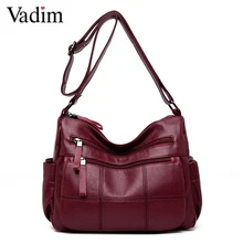 Vadim Популярные Роскошные женские сумки из мягкой кожи, женские сумки через плечо для женщин, сумки через плечо, сумки-мессенджеры с нитью для основной сумки