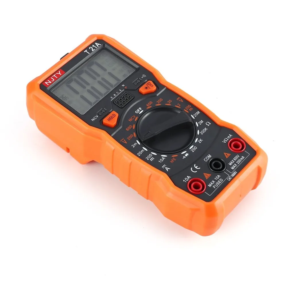 

Digital Multimeter NJTY T21A DC/AC Voltage Current Meter Handheld Ammeter Ohm Diode NCV Tester 2000 Counts Multitester
