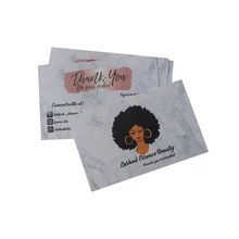 На заказ Печать логотипа бренда спасибо бумажная карта Визитная карточка Расширение волос упаковка спасибо карта с соц медиа