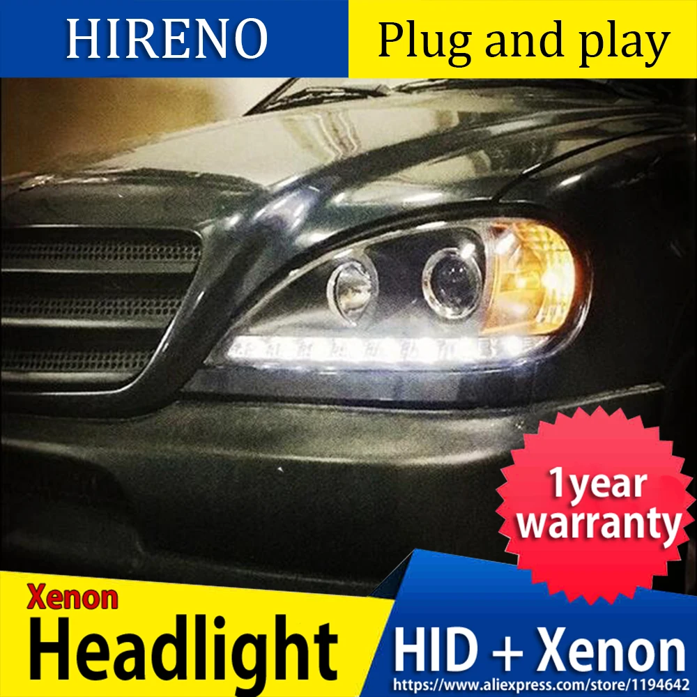 Car headlight LED Head Lamp for Benz W163 ML320 ML280 ML350 ML430 led headlights signal drl hid Bi-Xenon Lens low beam | Автомобили и
