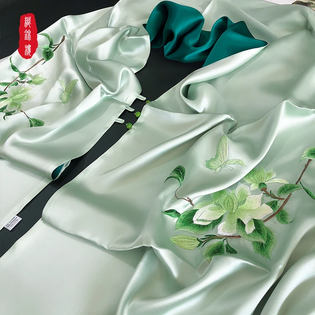 Kínai Kézi Nagykövetség Selyem Sál Hímzés Kendő Suzhou Béka Csat Ajándék Műalkotások - Image 5