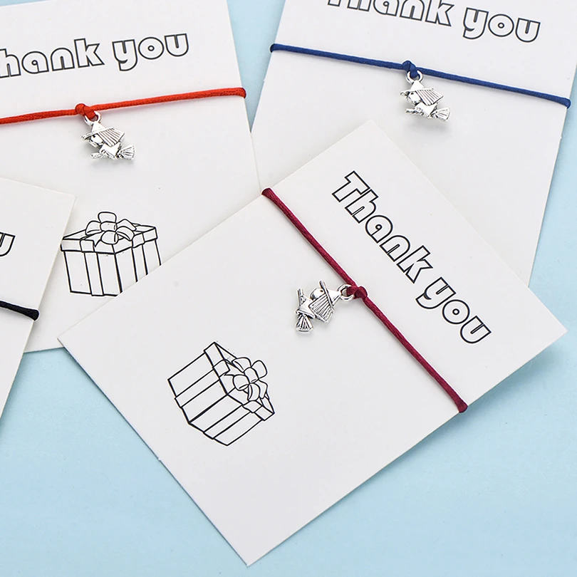 IYOE Wish Card Thank You маленькая ведьма очаровательные браслеты для женщин дети счастливый красный браслет из нитей дружбы для милый подарок на день рождения