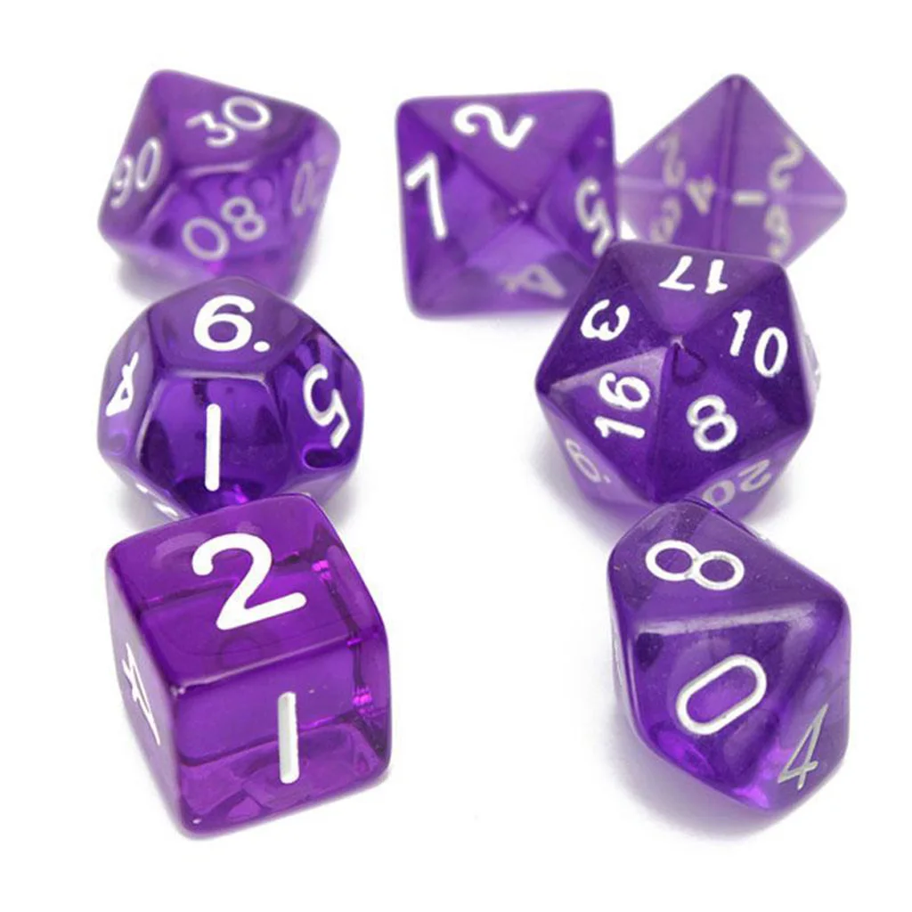 7 шт. фиолетовый D4 D6 D8 D10 D12 D20 Набор кубиков для игры в Подземелья и Драконы