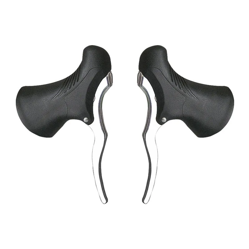 Black Silver Легкая алюминиевая ручка для велосипедного тормоза MTB горный велосипед велосипедный тормоз рычаги передние и задние тормозные рычаги руль велосипеда изогнутой вперед-вниз-назад формы набор - Цвет: Black Silver