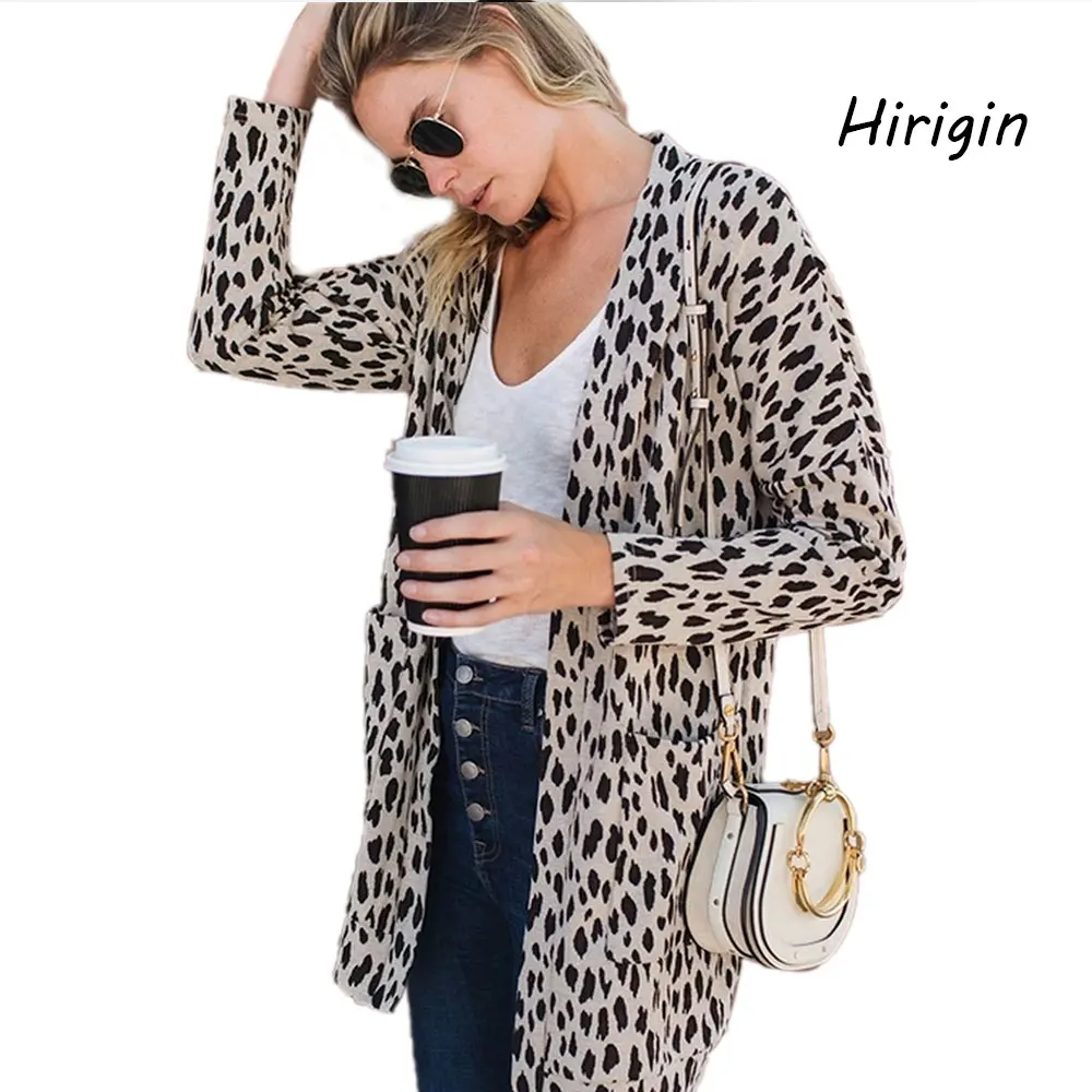 Women Boho Casual trenchs Loose stitch Long Sleeve Cardigan Leopard Print Plus Size Blouse Summer Autumn Ladies Holiday coats | Женская