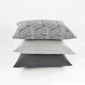 

DUNXDECO Cushion Cover Waist Pillow Case Modern Simple Gray Geometric Cotton Coussin Room Sofa Bed Decoration
