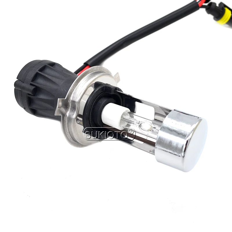 SUKIOTO 1 Pair 55W HID HiLo Bixenon H4 HID Headlamp Bulb 35W 4300K 5000K 6000K 8000K Car Light Source H4-3 Xenon Headlight Bulb (1)