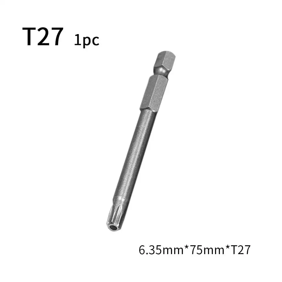 75mm T27 1pc 75 мм биты для шуруповерта Torx Набор 1/4 дюймов Шестигранная сверла электрическая отвертка с магнитным наконечником Набор бит Chave De Fenda Tornavida Seti - Цвет: 75mm T27 1pc
