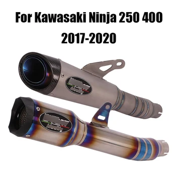 

For Kawasaki Ninja 250 400 2017-2020 Exhaust System Pipe Titanium Alloy Mid Link Pipe Connect Tube With Muffler Tips Slip On