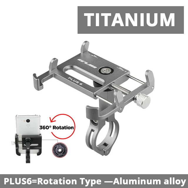 Держатель для телефона на руль мотоцикла MTB велосипеда алюминиевый gps держатель для телефона для велосипеда универсальный 3,5-6,2 дюймовый смартфон - Цвет: PLUS6-Titanium