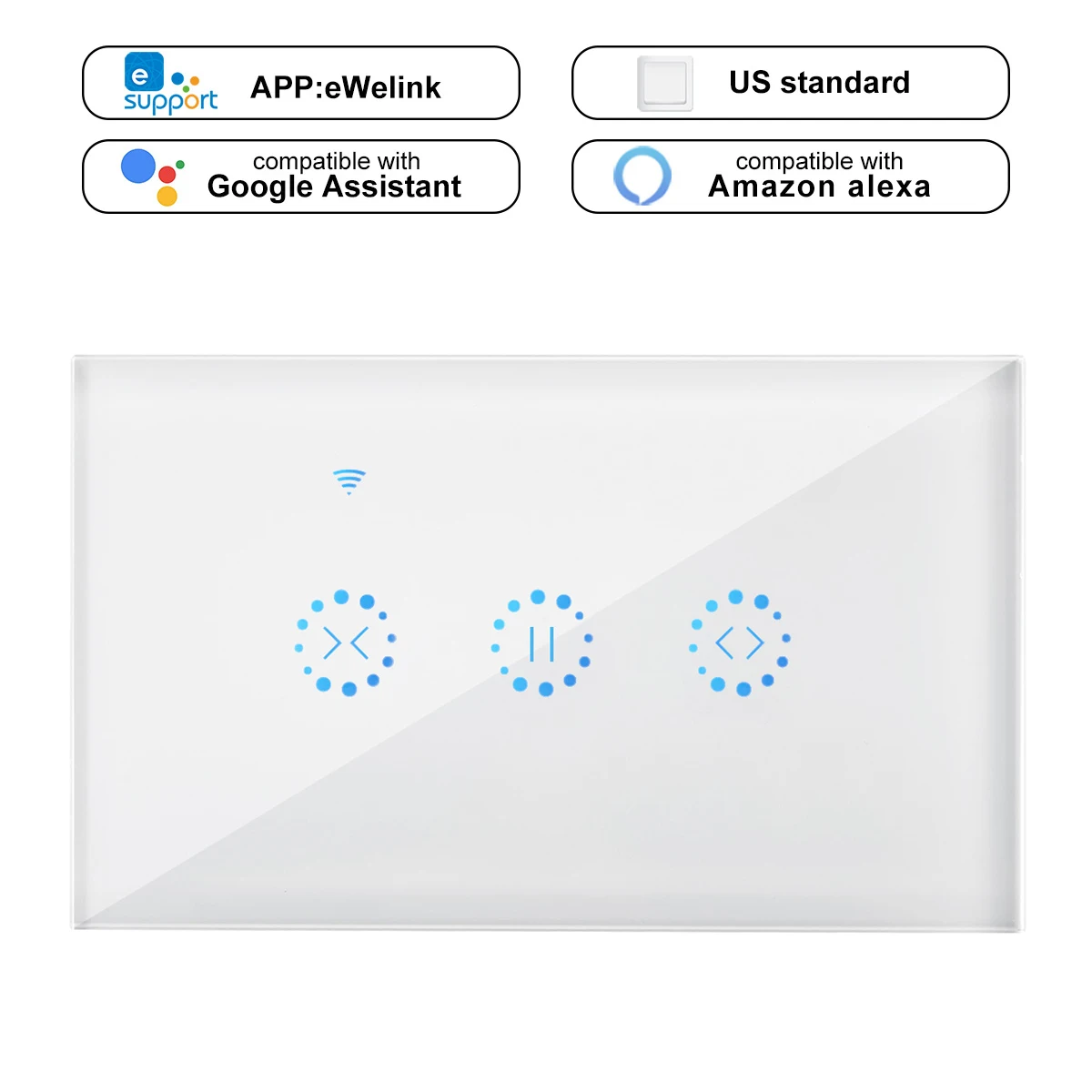 Ewelink, умный занавес, мотор, электрические жалюзи, WiFi переключатель, сенсорное приложение, голосовое управление от Alexa Echo Google Home, AC 110 В 220 В, ЕС/США - Цвет: US Type White