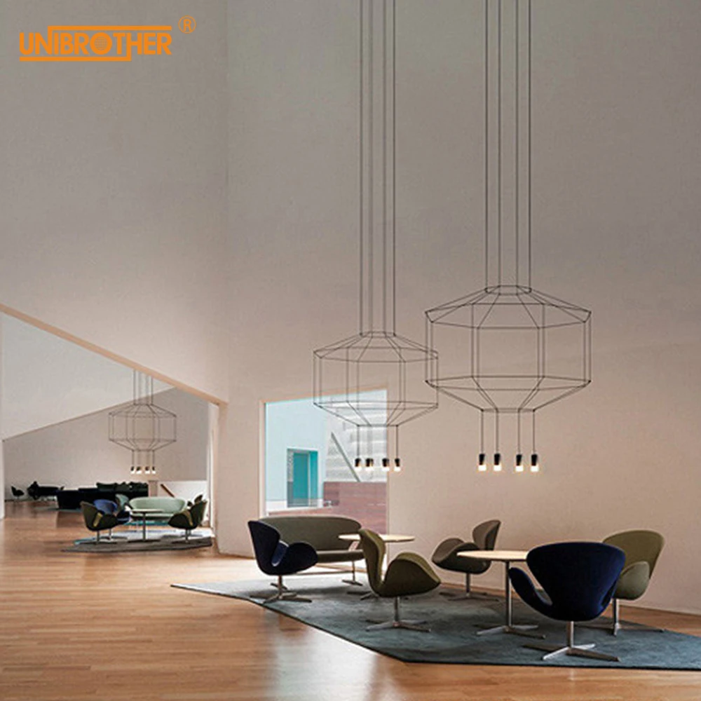 

Modern Art Pendant Lamp Creative Light Black Metal Long Wire Simple Shape Kitchen Bar Hanging Lamp Bedside Suspension Lighting