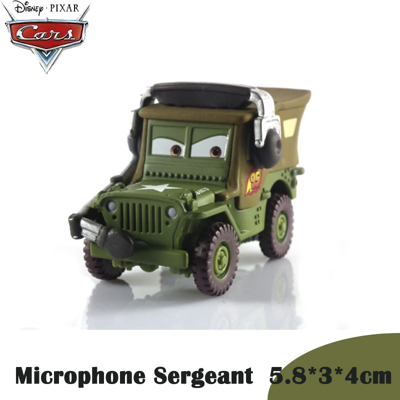 Disney Pixar Cars Sarge Американский WW2 джип военные транспортные средства ambods Merchant Miles литая под давлением игрушка модель игрушки для детей - Цвет: Microphone sergeant