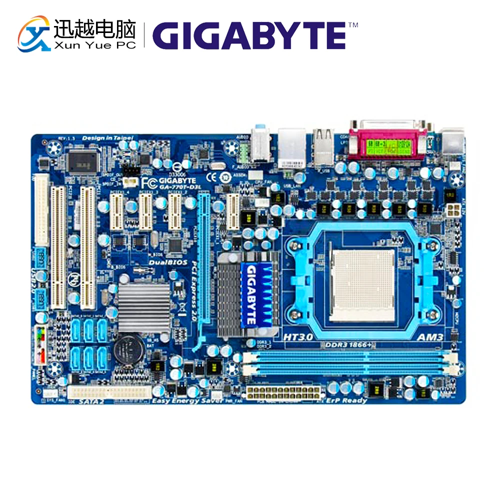 Материнская плата Gigabyte GA 770T D3L для настольных ПК 770 AM3 AMD Phenom II/Athlon II DDR3 8G SATA2 ATX