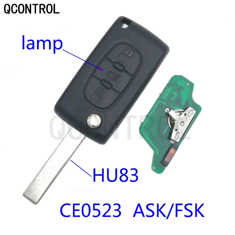 QCONTROL 2 кнопки дистанционного управления автомобильный ключ светильник кнопка для CITROEN Berlingo C3 C2 C5 C4 Picasso 433 МГц 7941 чип(CE0523 ASK/FSK, HU83