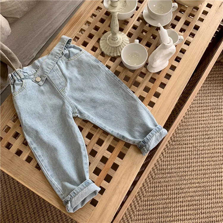 

2019 New Stylish Girls Boys Denim Pants Autumn Fashion Kids Clothes Baby Long Pants 1-7 Years