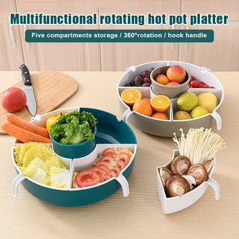 

Ne Multifunctional Rotating Drain Basket Multiple Compartment Detachable Multi-grid Fruit Vegetable Storage Drain Basket
