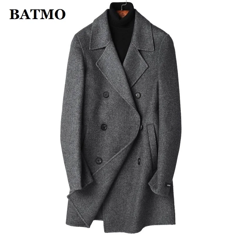 

BATMO 2019 new arrival autumn&winter 100% wool double Breasted trench coat,men's wool jackets 8605