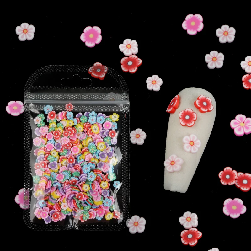 Soft Clay Mini Flower Nail Art Flakes Slices Colorful Spring Summer Nails Accessories Daisy Polymer Slice Decoration | Красота и