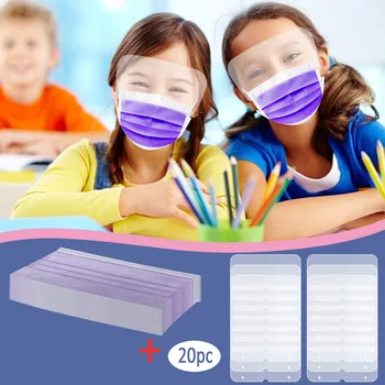 

Disposable Mask with Protect Eyes Clear Face Cover for Children's Mask Transparent Removable Buttons Mask mouth mask Cover