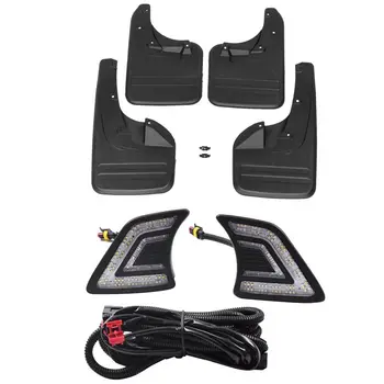 

4pcs Front & Rear Mud Flaps Splash Guards-Fender & 2pcs Car LED Daytime Running Light DRL for TOYOTA