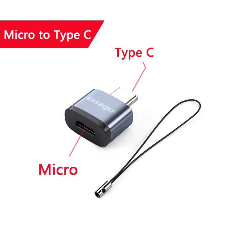 Essager USB 3.0 Type-C OTG Adapter Type C USB C Male To USB Female Converter For Macbook Xiaomi Samsung S20 USBC OTG Connector usb to iphone converter Adapters & Converters