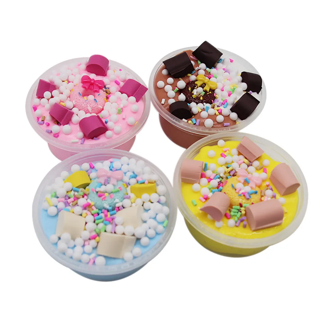 New Donut Cotton Mud Simlation Dessert soft decompression toy Charms Slime Stress Relief Kids Clay Toys #A