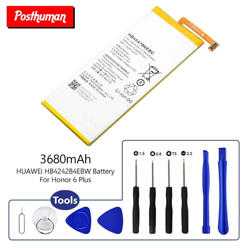 HB4547B6EBC Li-ion Phone Battery For Huawei Honor 6 Plus PE-TL10 / PE-CL00 / PE-UL00 Rechargeable battery With Repair Tools Kit