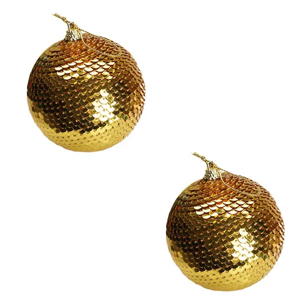 Yellow 2 шт./компл. рождественские блестки пайетки baubles елочные украшения 8C - Цвет: Yellow