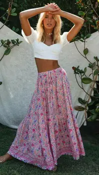 

IN STOCK Women Floral Vintage High Waist Beach Skirts Joker Skinny Long Simple Easy Matching Good quality Skirts