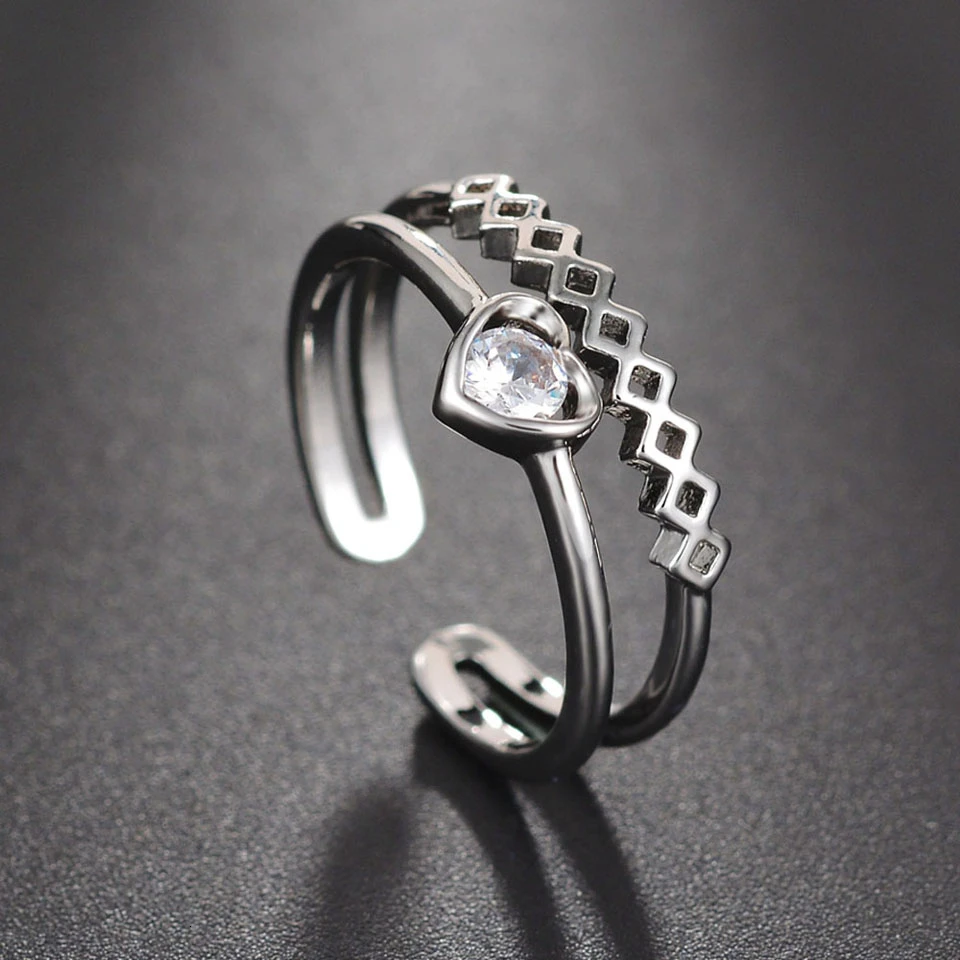 H5227 Concise Unisex Fashion Custom Adjustable Stainless Steel Rings Sliver Trendy High Quality Wedding Rings Jewelry For Lovers - Цвет основного камня: H5227