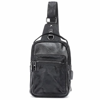 

Men Sling Bag Chest Messenger Bag Usb Charging Big Capacity Soft Shoulder Bags Men Pack Crossbody Vertical Square Bag