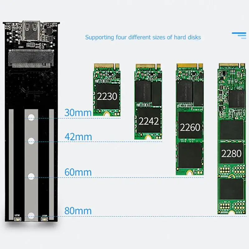 10 Гбит/с M.2 NVME к USB 3,1 Gen2 SSD Внешний корпус алюминиевый M-Key к type C мобильный твердотельный накопитель коробка с 2 кабелями