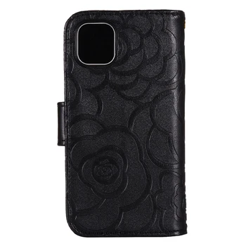 

Premium Flip Wallet Leather for iPhone11Pro Max 6.5 Inch with Card Slots Rose Print with Lanyard