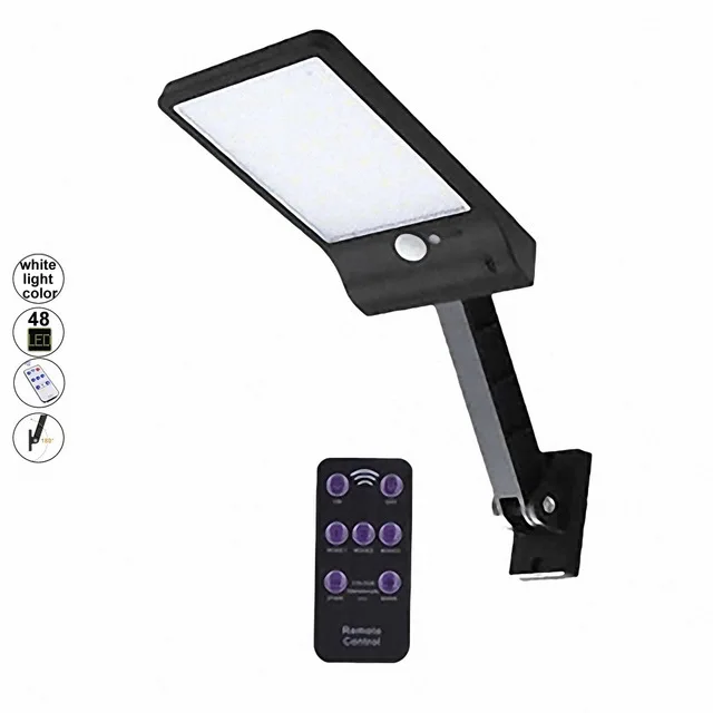 48 Led Solar-Wall-yard-Lamp Garden-path-Light Outdoor Decorative Motion-Sensor Security Remote-Control Waterproof&4 - Emitting Color: Yellow