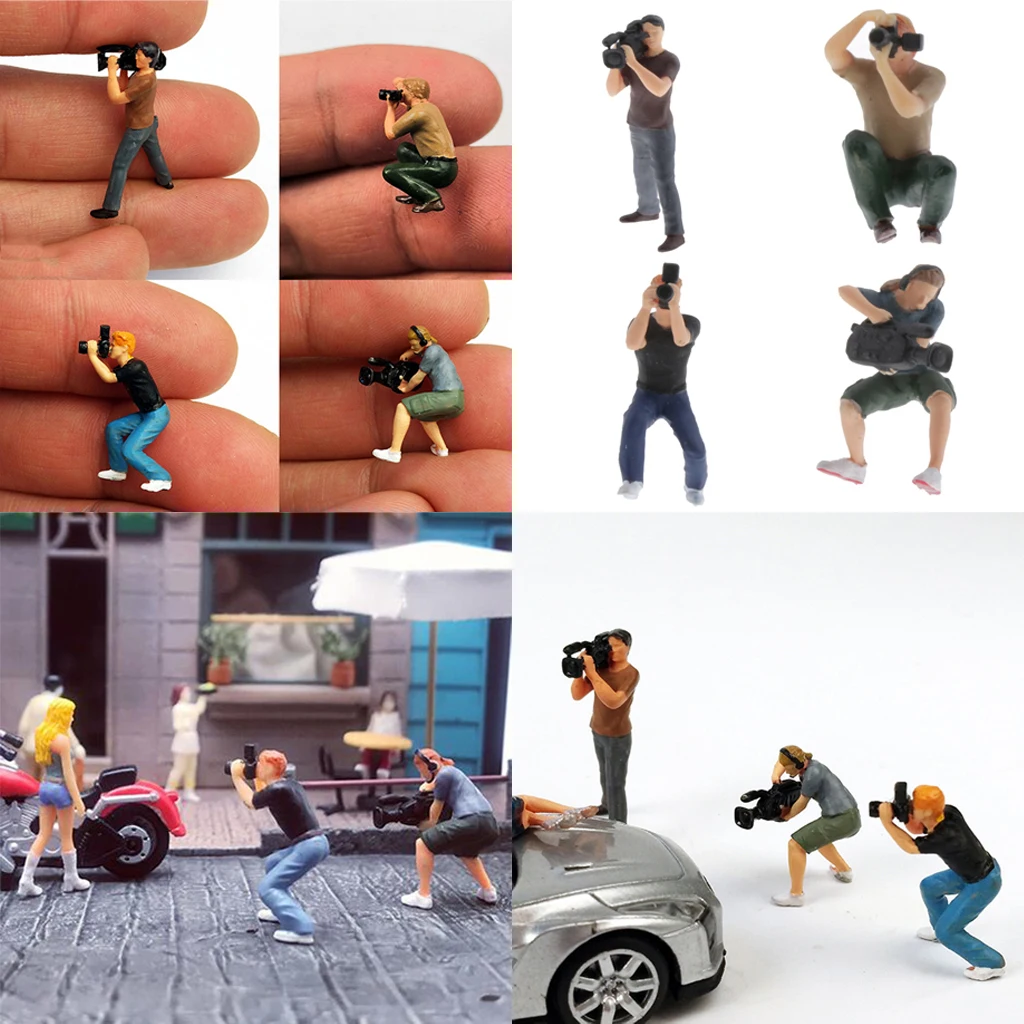 1:64 Miniature Scene People Model Realistic Photographer Figurine Scenario Character for  Diorama