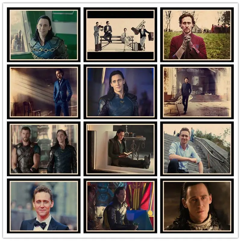 Póster clásico de película JL Loki Tom Hiddleston, pegatinas de pared para sala de estar, decoración del hogar HBB22