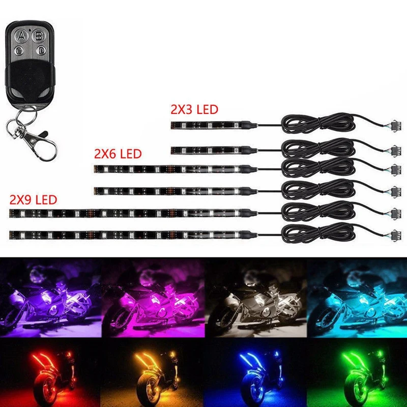 6 шт. Автомобильная Рама мотоцикла Rgb светодиодные лампы беспроводной пульт дистанционного управления 18 Цветов Неоновый светящийся свет комплект тестовых полосок