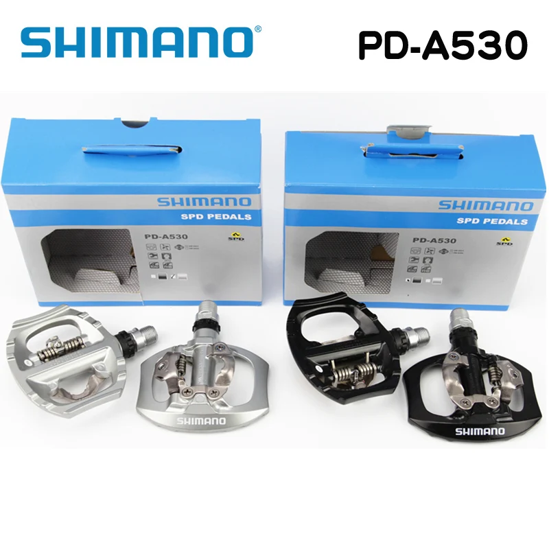 Алюминиевые педали Shimano A530 SPD для езды на велосипеде туристические по дороге с