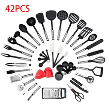 Ustensiles de cuisine outils complets 22-42 pièces cuillère ustensiles ustensiles de cuisine en acier inoxydable Nylon antiadhésif spatule ensemble ustensile de cuisine Ustensiles de cuisine Des outils complets cuisine