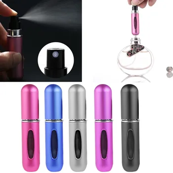 

5PCS 5ml Mini Refillable Perfume Bottle With Spray Scent Pump Empty Cosmetic Containers Spray Atomizer Bottle ForTravel alcohol