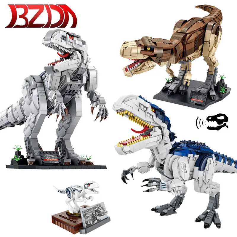 US $57.20 Bzda Jurassic Dinosaur World Indominus Rex Dinosaur Toys Building Blocks With Sound Simulation Function Brick Christmas Gift Toy