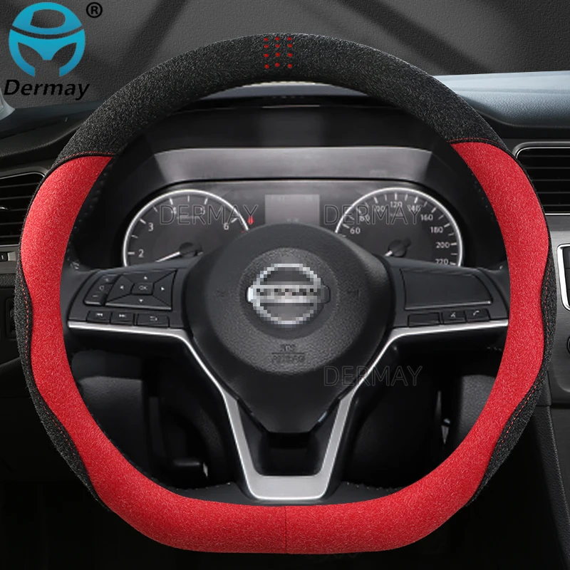 

for Nissan Qashqai 2019 2020 2021 2022 Suede Leather DERMAY Car Steering Wheel Cover Non-slip Auto Accessories Interior