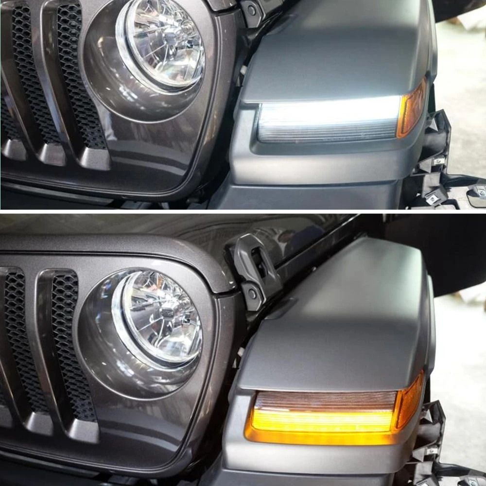 Для Jeep Wrangler JL переднее крыло сигнальные огни дымчатый светодиодный светильник s I дневной ходовой светильник Янтарный указатель поворота