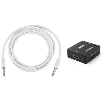 

Hot-1 Pcs 3.5mm Male to Male AUX o Cable White & 1 Pcs 1080P Mini HDMI to AV Composite Converter RCA CVBS Adapter